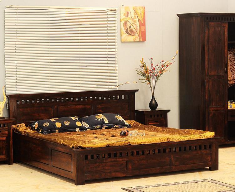 Sheesham Wood Diamond Bed with Storage – Design 1