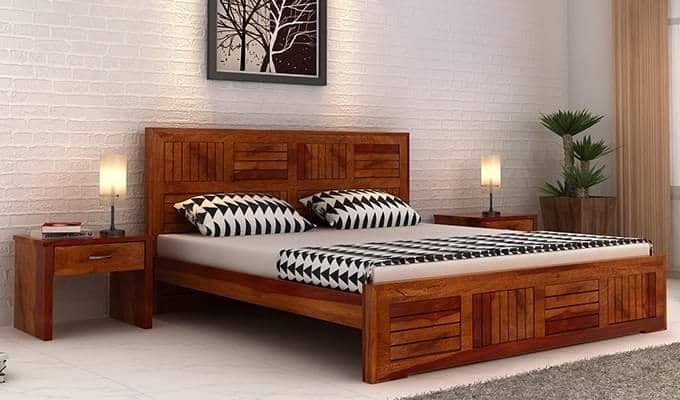 Sheesham Wood Diamond Bed without Storage – Design 1