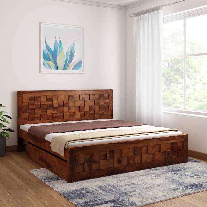 Sheesham Wood Square Panel Bed