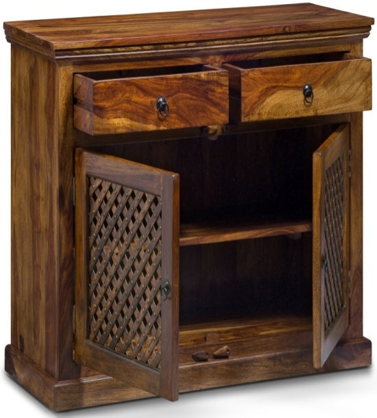 Sheesham Wood Chest of 2 Drawers & 2 Doors – Design 1