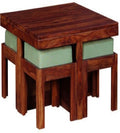 Sheesham Wood Coffee Table with 4 Stools – Design 4