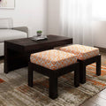 Sheesham Wood Coffee Table with 2 Stools – Design 3