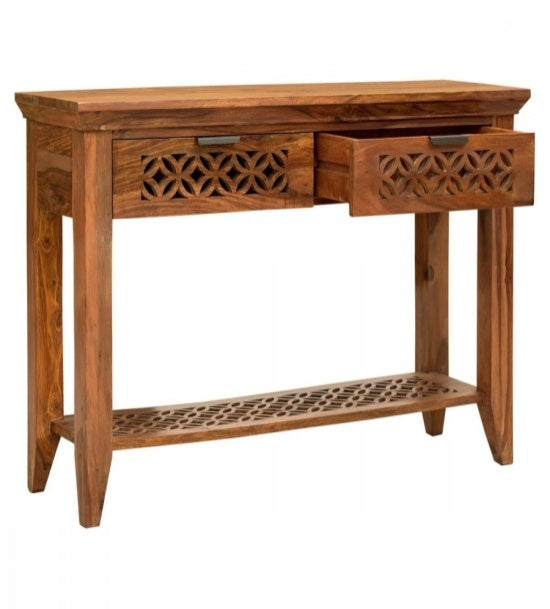 Sheesham Wood Jali Carved Console Table