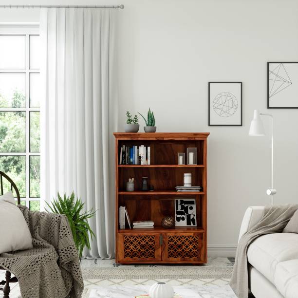 Sheesham Wood Jali Carved Bookshelf – Design 2
