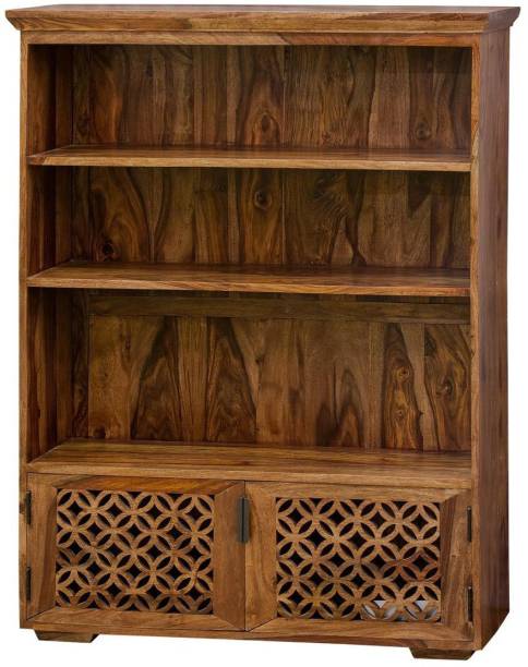 Sheesham Wood Jali Carved Bookshelf – Design 2