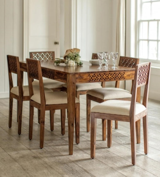 Sheesham Wood 6 Seater Dining Set – Design 10