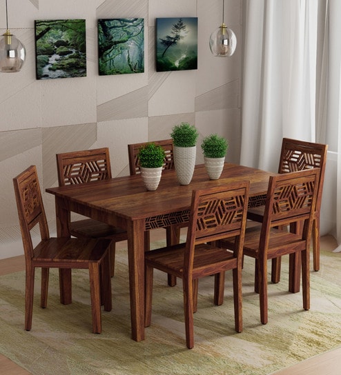 Sheesham Wood 6 Seater Dining Set – Design 12