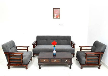 Sheesham Wood 3+1+1 Sofa Set – Design 2